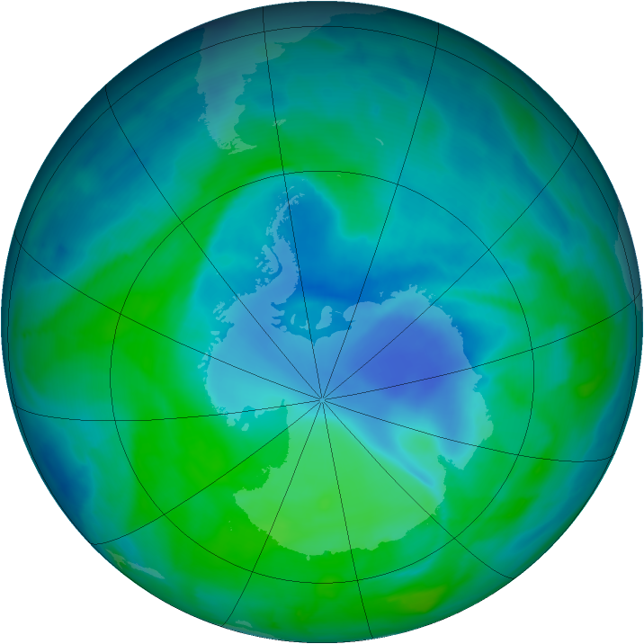 Antarctic ozone map for 24 December 2008